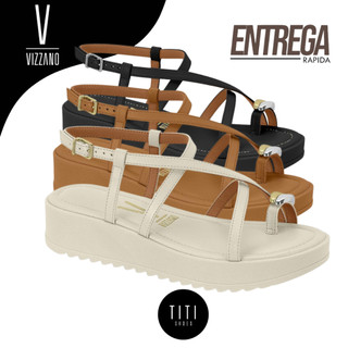 Sandália Feminina Vizzano Papete Plataforma Flatform Dedo Rasteira Conforto Tendência Original