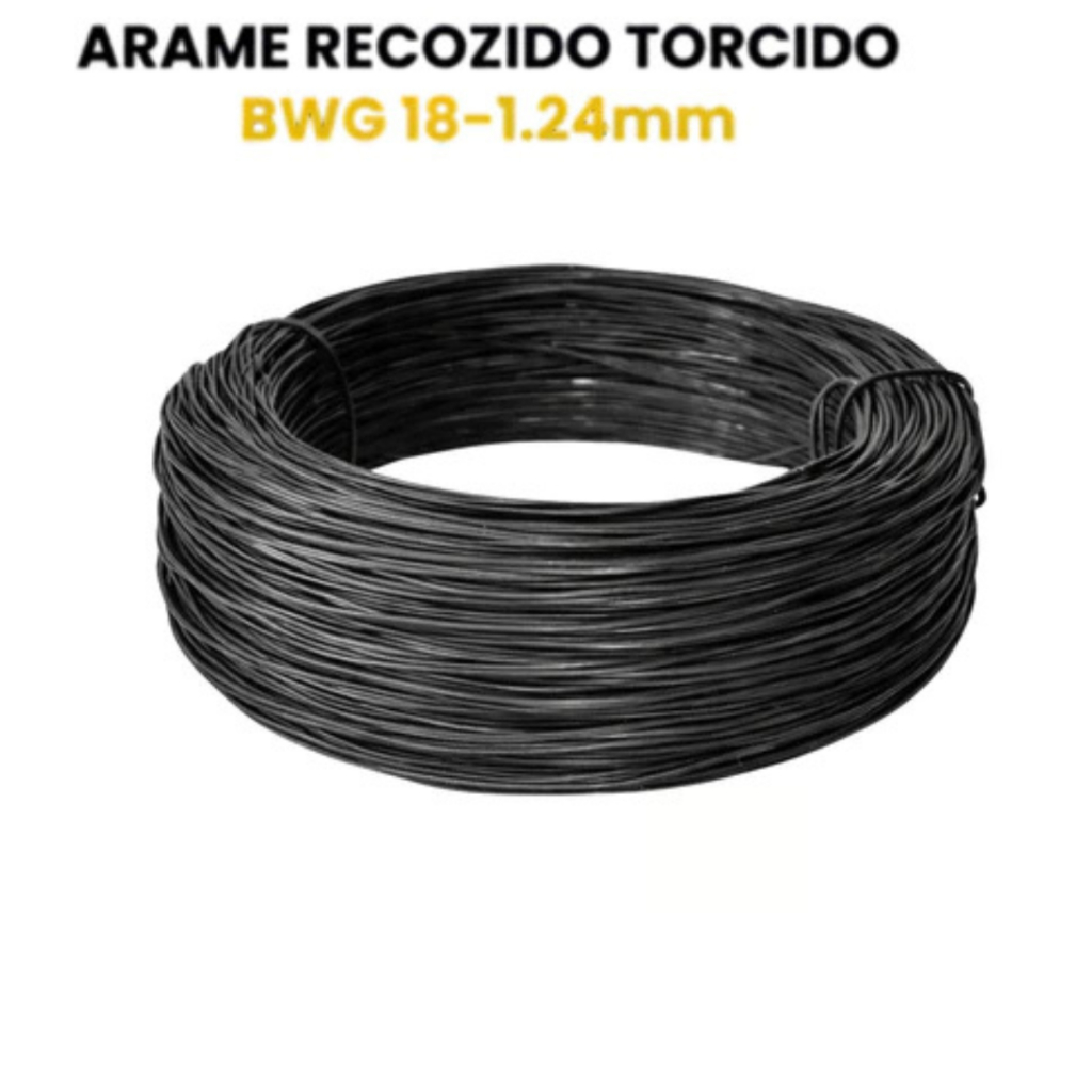 Arame Recozido Torcido BWG18 1kg Alta Resistência para Construção Civil e Amarração