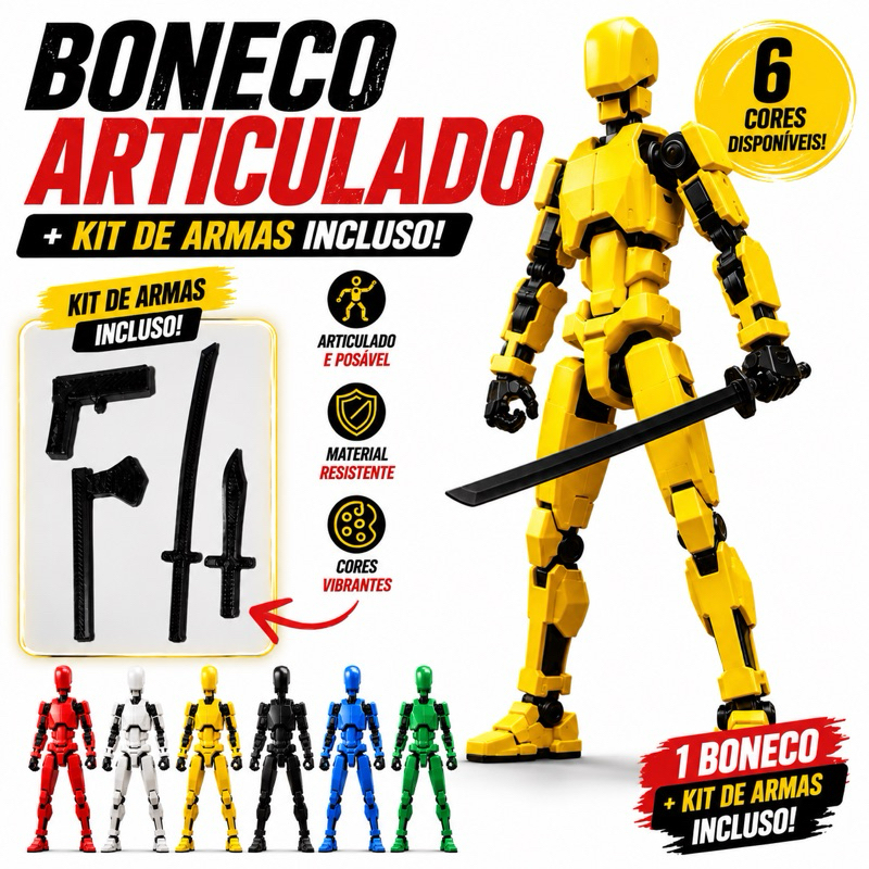 Boneco Dummy 13 - Boneco Articulado Action Figure Brinquedo Educativo + Kit Armas Varias Posições