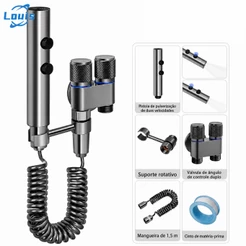 Louis Kit Ducha Higiênica Para Banheiro Duas Saídas De 1/2 Mm Com Registro Conjunto De Pulverizador