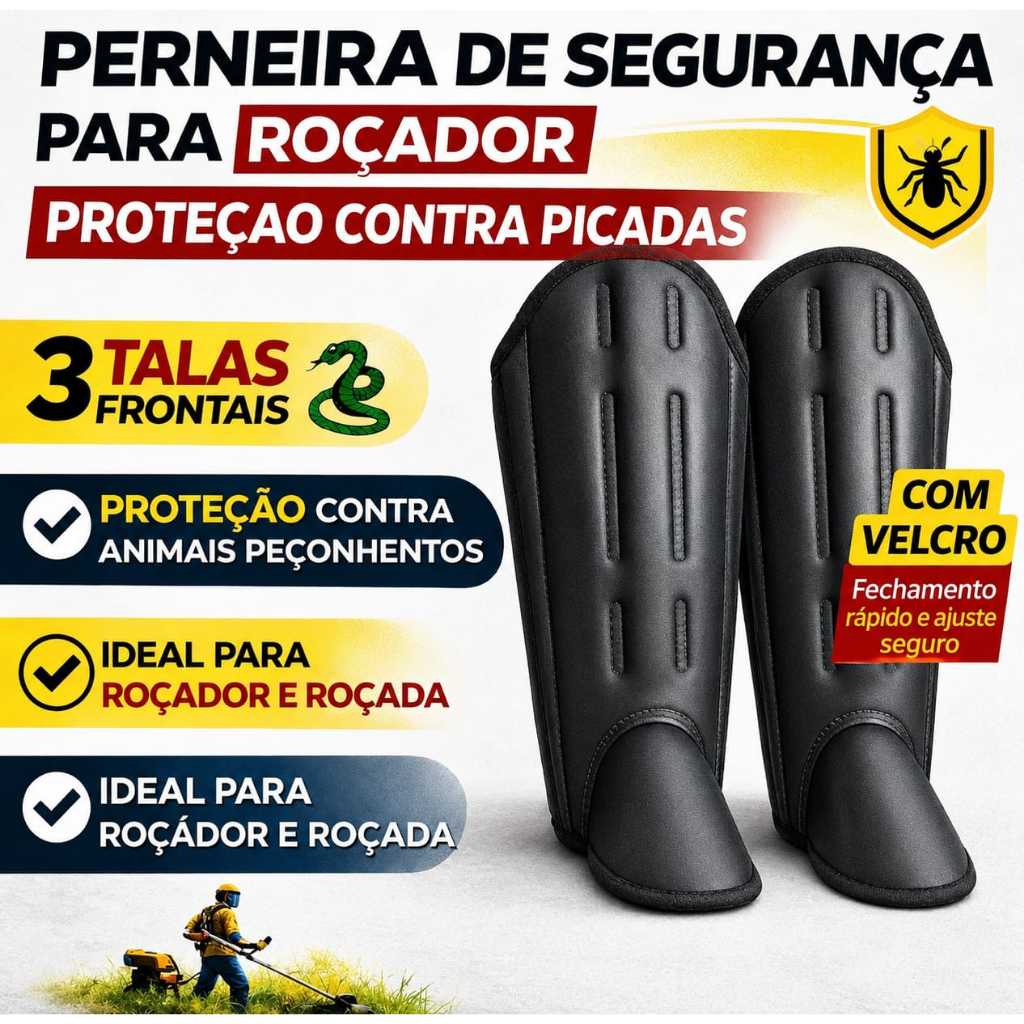 Perneira Proteção Para Roçadeira Anti Picada 3 Talas Com Velcro CA39624