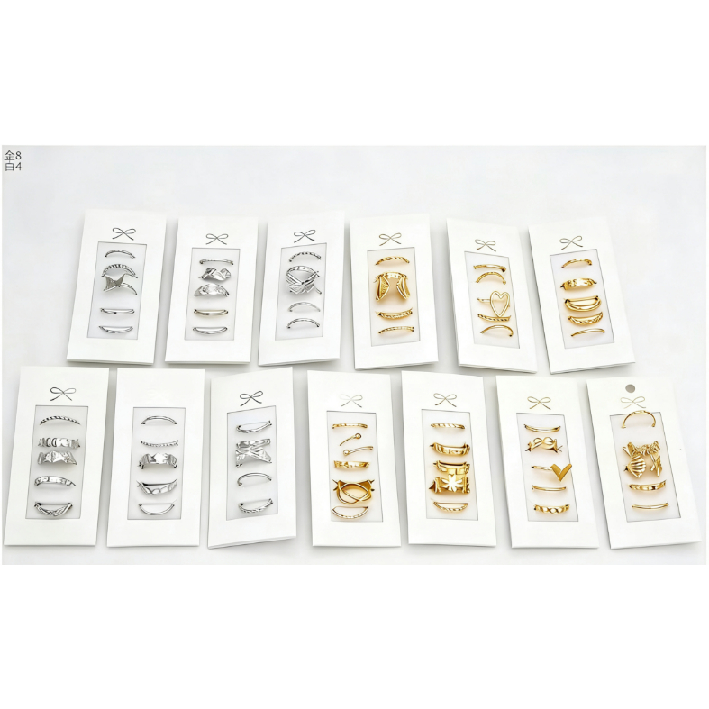OI HELLO LOJA - Promoção kit 5 unis anel feminino formato de coração e borboleta dourado 18k