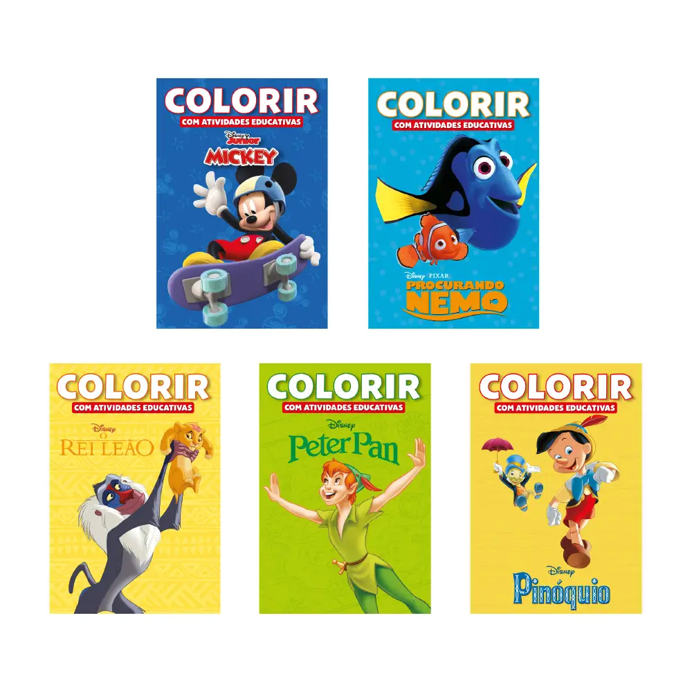 Kit 4 Livros de Colorir Disney Atividades Educativas