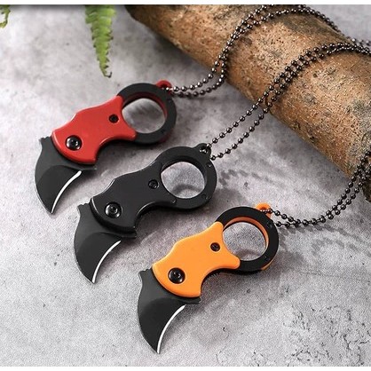 Mini Canivete Tático Karambit Portátil Com Corrente Pescoço