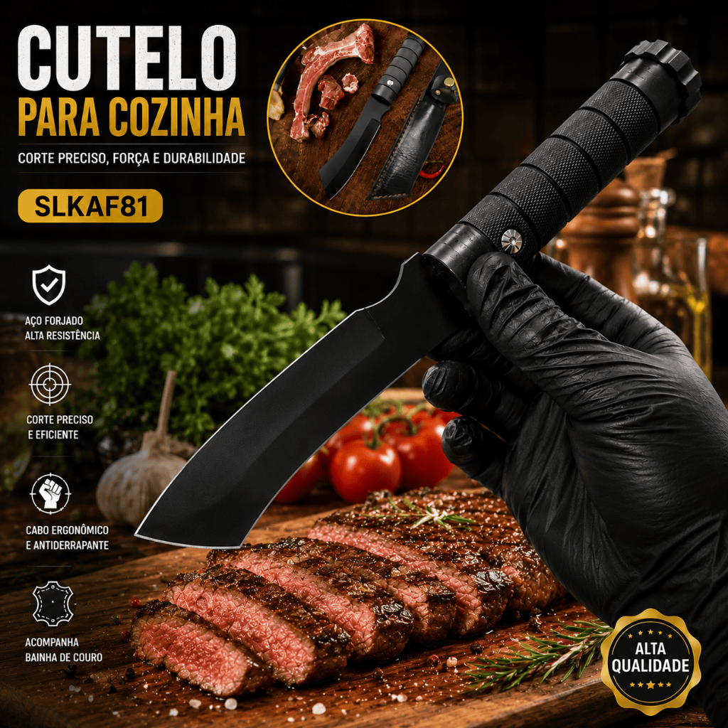 Cutelo Para Cozinha Cabo Anatômico Corte Preciso e Confortável SLKAF81