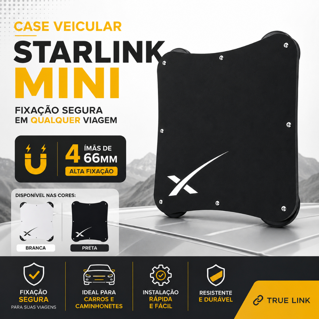 Suporte Case Starlink Mini 4 Veicular Ímã 66mm Extra Forte Suporte Teto Carro Caminhonete Van Motor