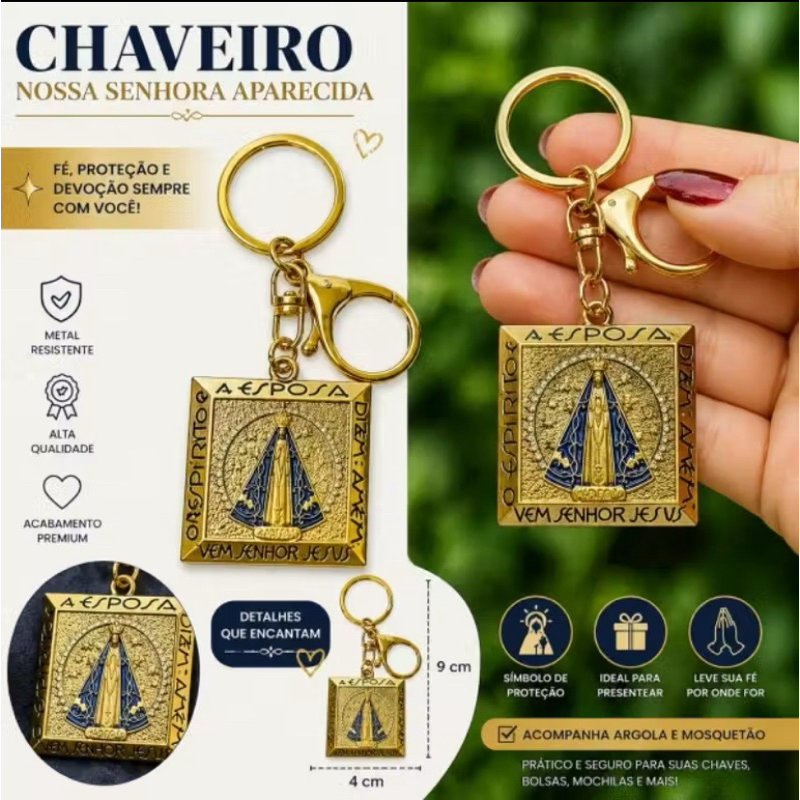 Nossa Senhora + Chaveiro Nossa Senhora Aparecida Santinha para Painel de Carro ou Mesa de Escritório