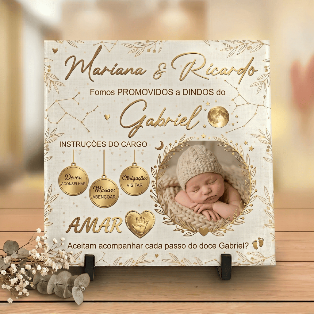 Azulejo Personalizado Convite para Dindos/Dindas | Padrinhos/Presente 2 Modelos ou SUA ARTE