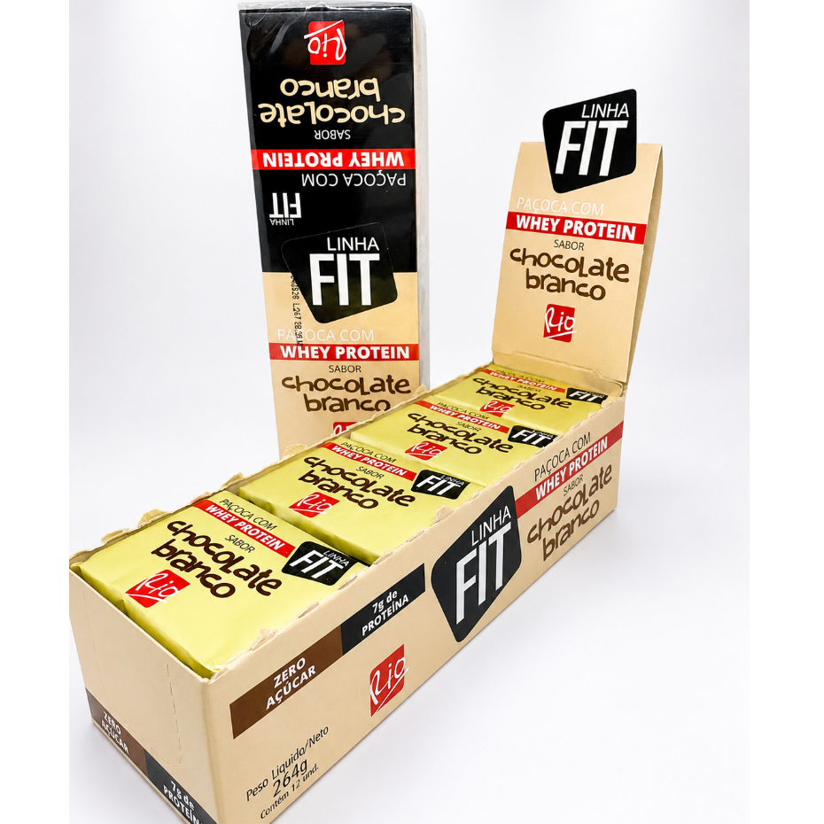 Paçoca Chocolate Branco Com Whey Protein Zero Açucar 12 unidades 276g