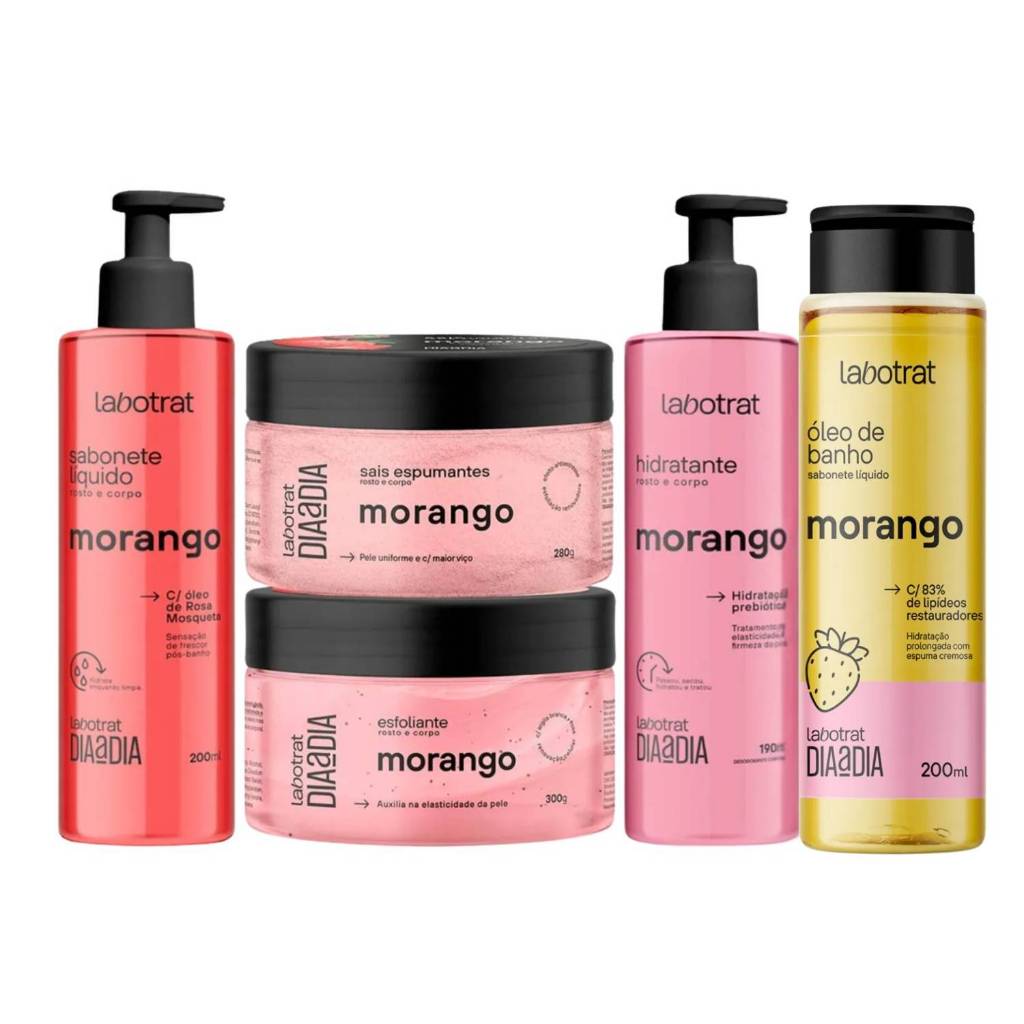 KIT DE BANHO DIA A DIA MORANGO LABOTRAT (5 PRODUTOS)