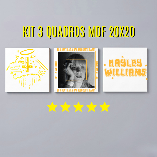 Kit 3 Quadros Cantora Hayley Williams Música Internacional l Placa de MDF Decoração Quarto
