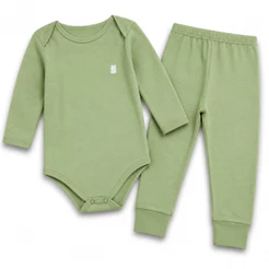 Conjunto Body Manga Longa + Calça Mijão em Suedine - 100% Algodão - Kiko Baby Timeless - Enxoval Bebê - Menina e Menino.