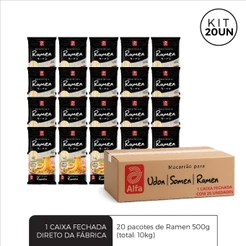 20x pacotes Macarrão Oriental Ramen Alfa 500g (caixa)