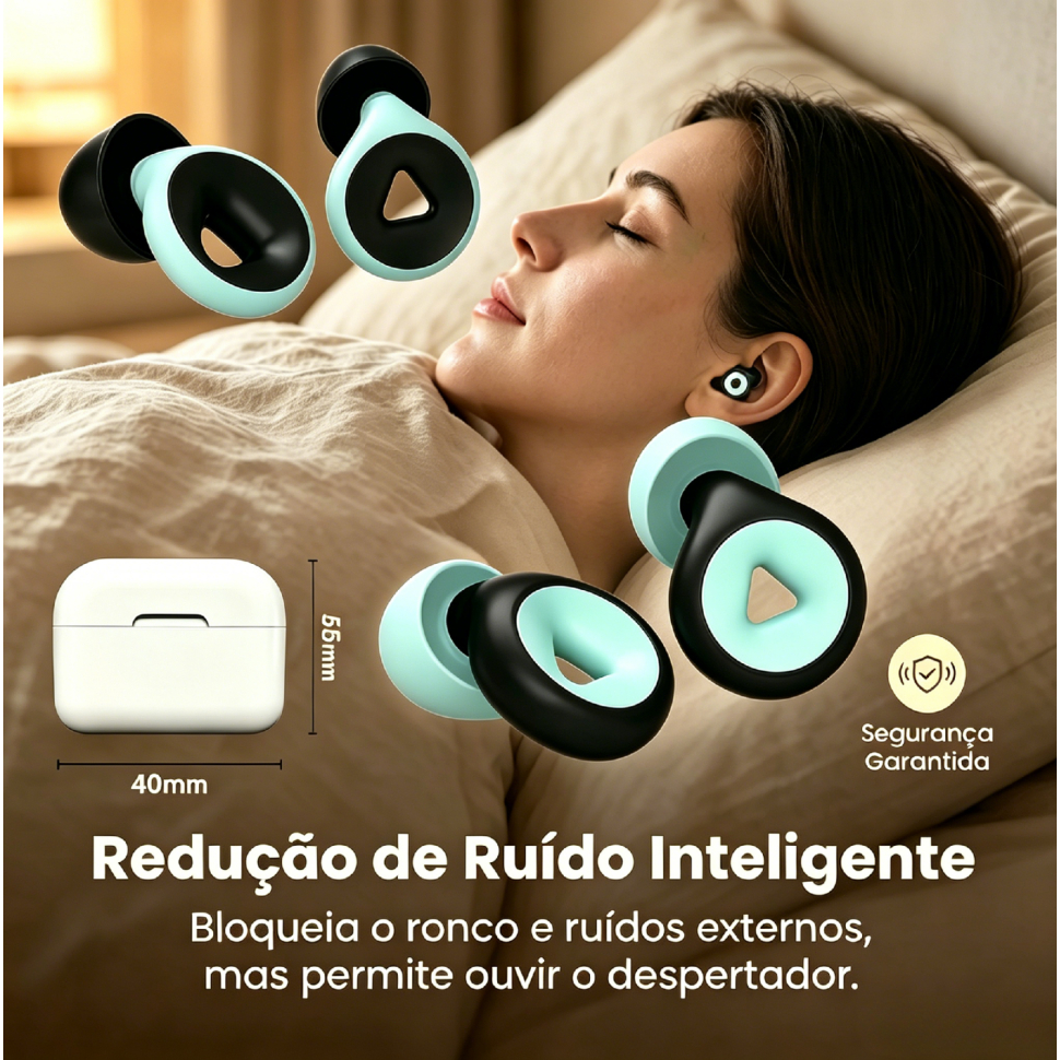 Imagem Tampão de Ouvido Silicone Anti Ruído 27dB Protetor Auricular para Dormir Estudos Trabalho