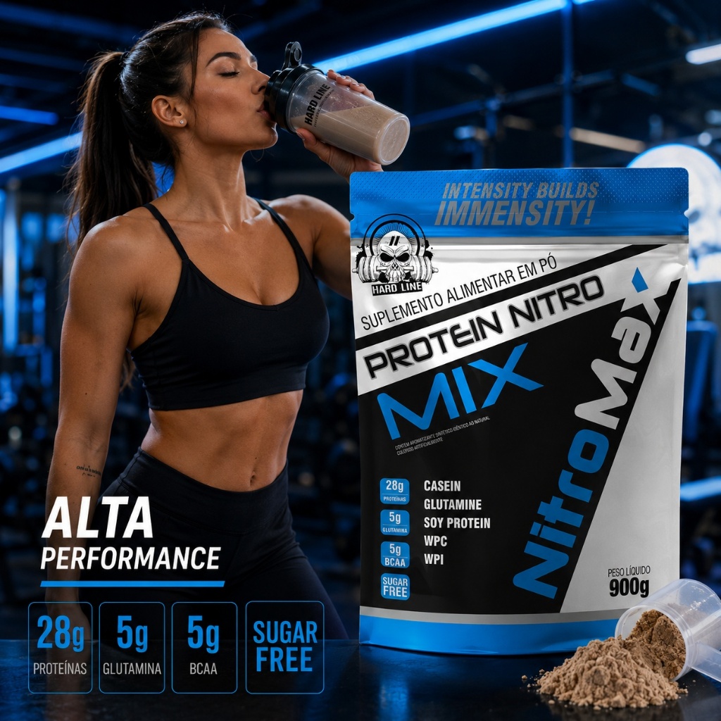 Whey Blend Protein Concentrado e Isolado 900g Nitromax Nutrition Suplemento Proteína Muscular Recuperação