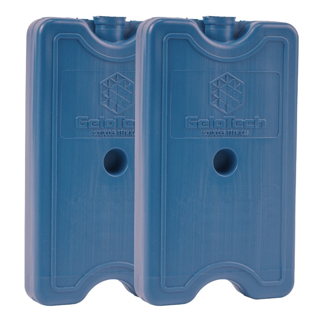 Kit 2 Placa Gelo Gel Artificial Reutilizável Rígido 400ml Gelox Gelotech Azul Transporte Medicamento