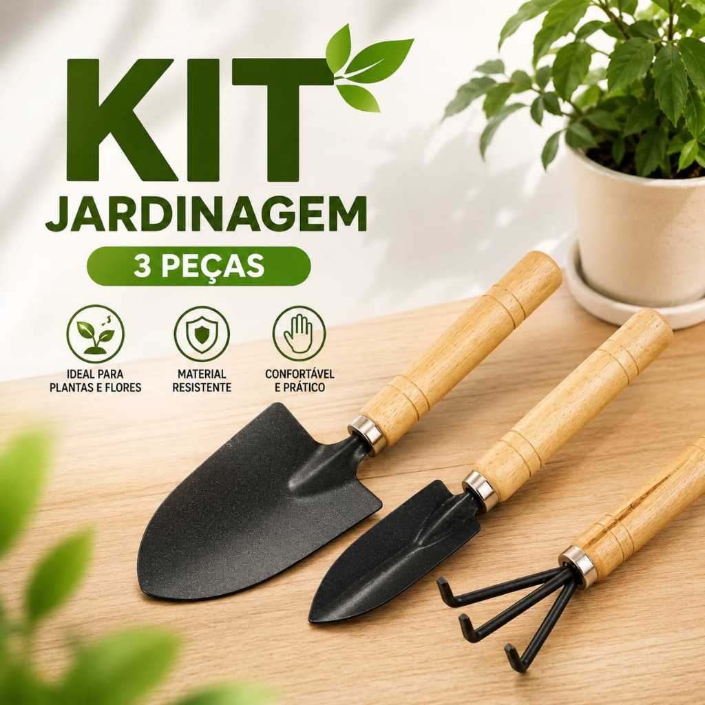 Kit Jardinagem Com 3 Pecas ´Pás  Para Flores Plantas Horta Jardim Caseiro Ferramentas  Pás Jardim