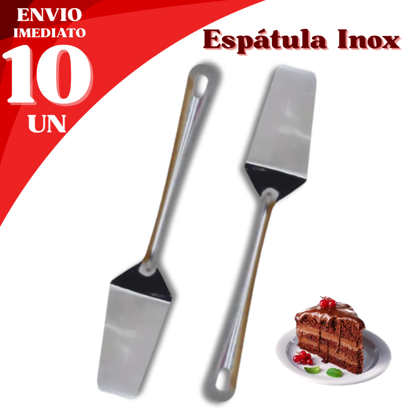 Kit Espátula Inox Bolo 10/5 ou 3 Pçs Tortas Cortar Servir Hamburguer Virador Panqueca Tapioca Chapa