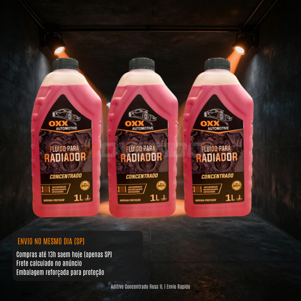 Kit 3 Litros de Aditivo Radiador Concentrado Oxx Rosa