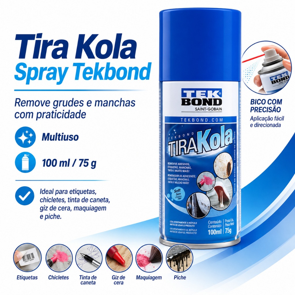 Tira Grude Removedor Cola Adesivo E Manchas 100ml Tira Kola Tek Bond