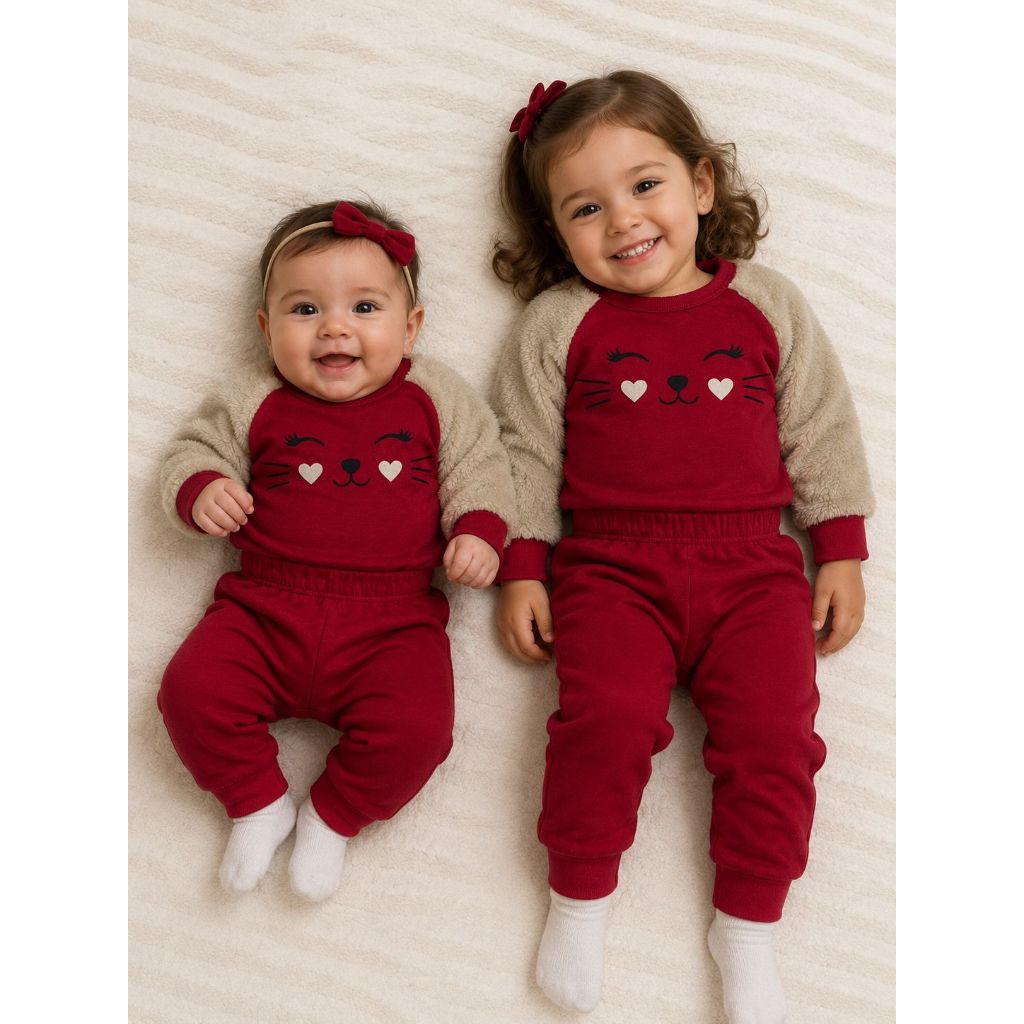 Conjunto Menina Inverno com Manga Peluciada - JD Kids