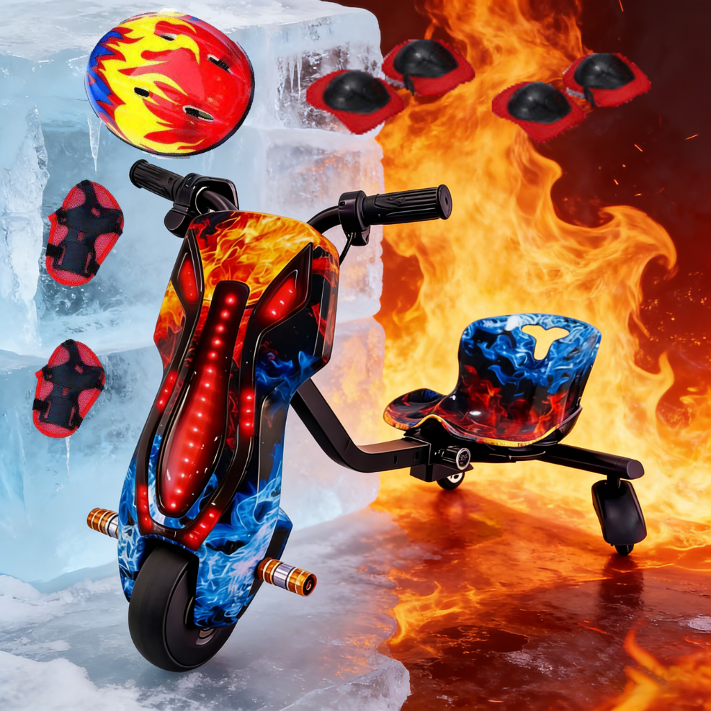 Triciclo Eletrico Drift 6.5",350W ,3 Velocidades, com capacete e joelheiras, presente de aniversário Suporta ate 85Kg