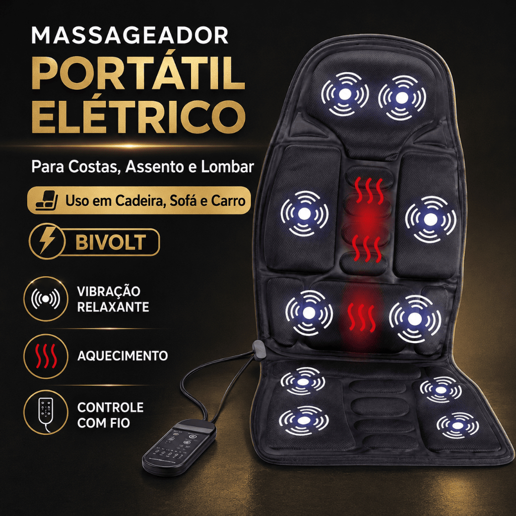 Massageador Elétrico Corporal Bivolt Para Costas Lombar Cadeira Carro Portátil Relaxamento