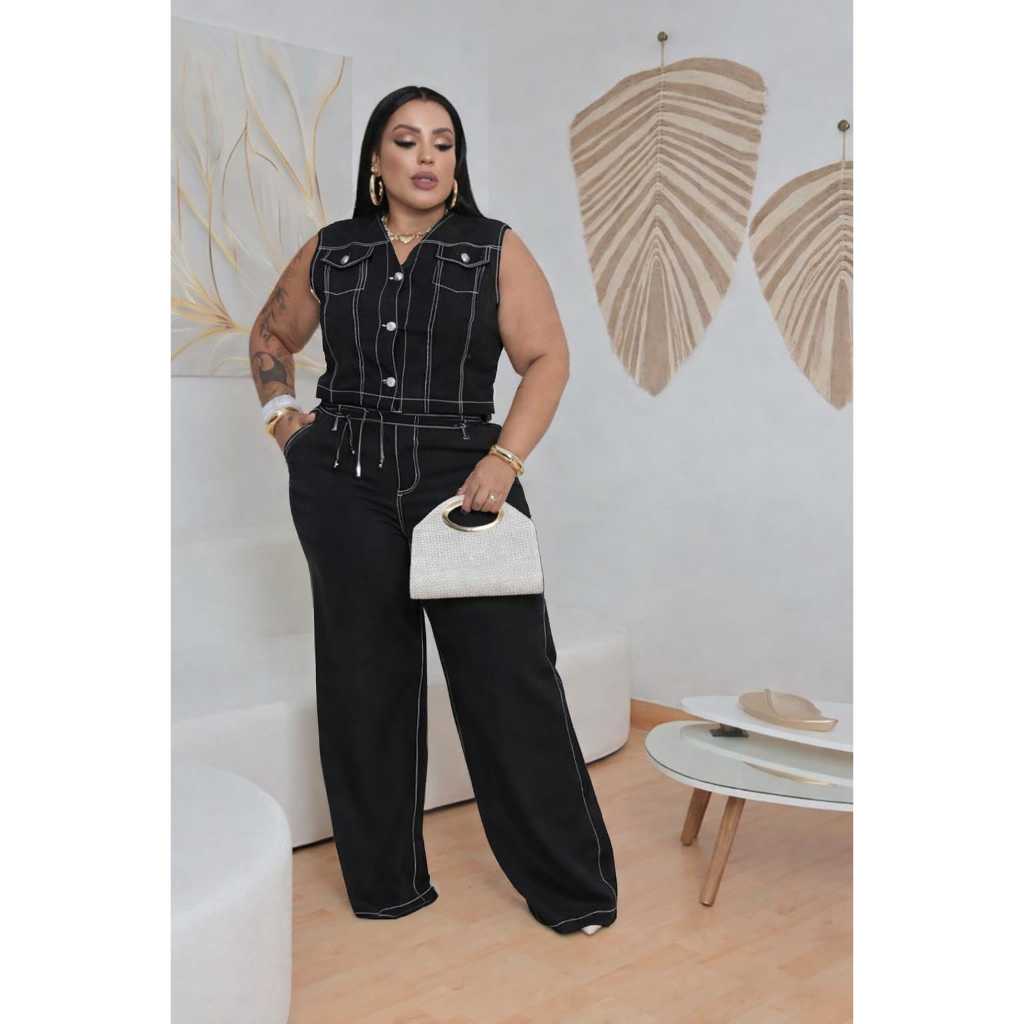 Conjunto Elegância Plus Size em Linho -  G1 ao G3