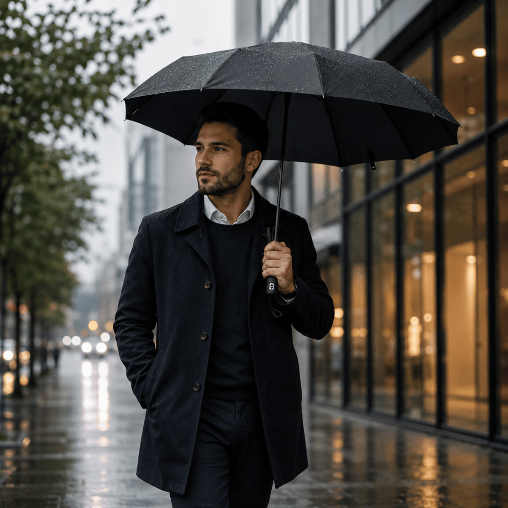 Guarda-Chuva Automático Compacto Resistente ao Vento Abre e Fecha com 1 Toque Dobrável