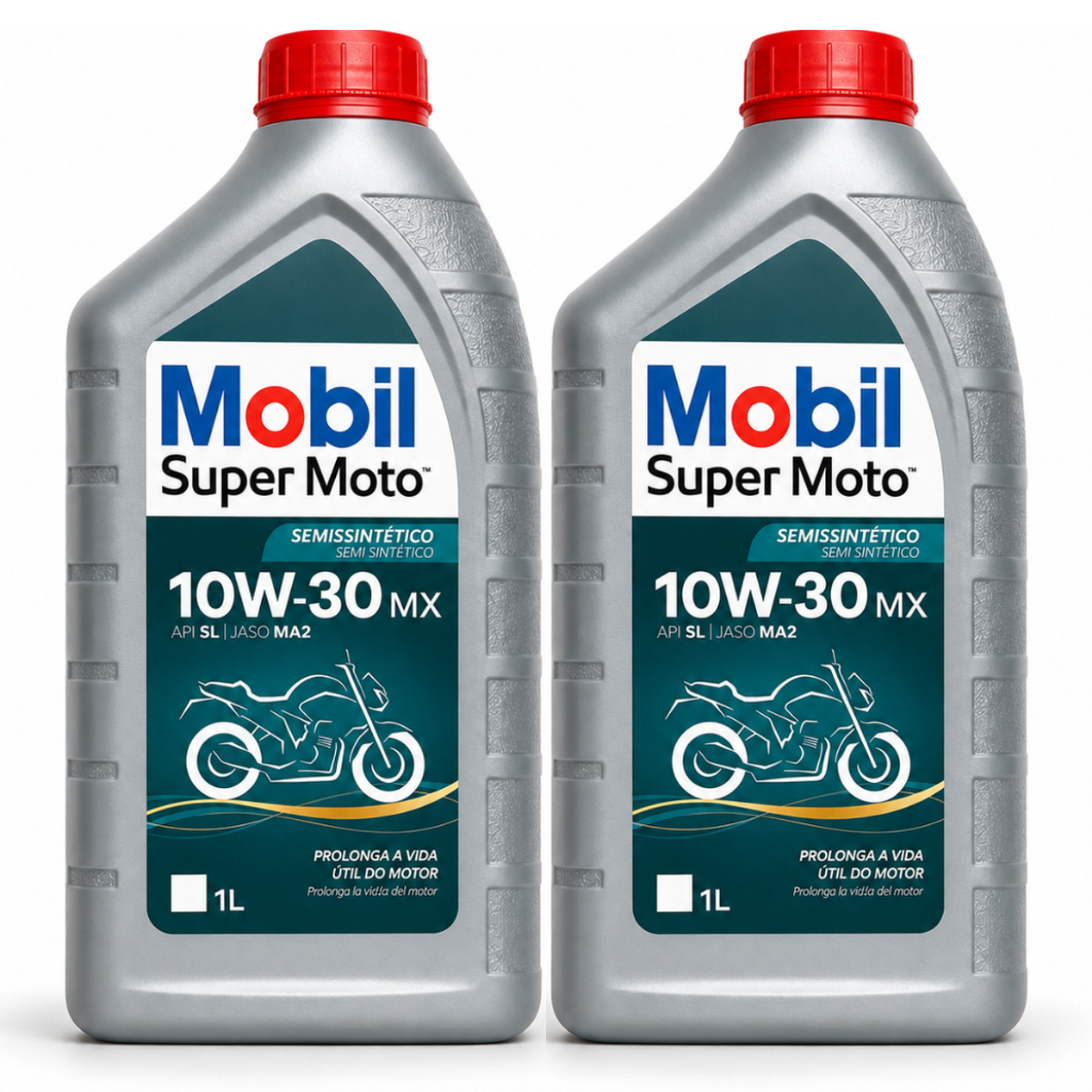 Kit 2 Óleos Mobil Super Moto 10w30 Mx 4 Tempos 1 Litro