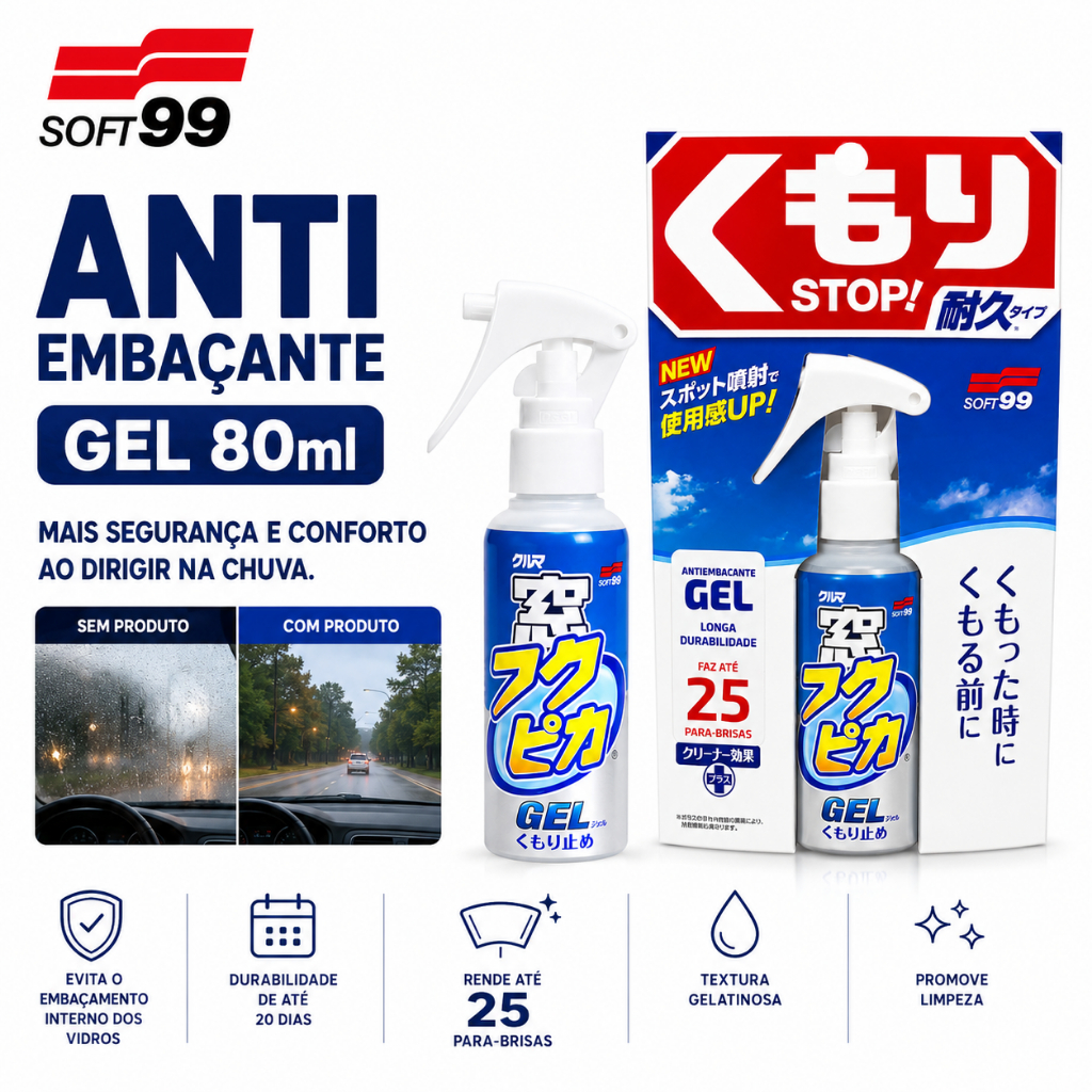 Anti Embaçante Vidros Carro Gel 80ml Alta Durabilidade Soft99