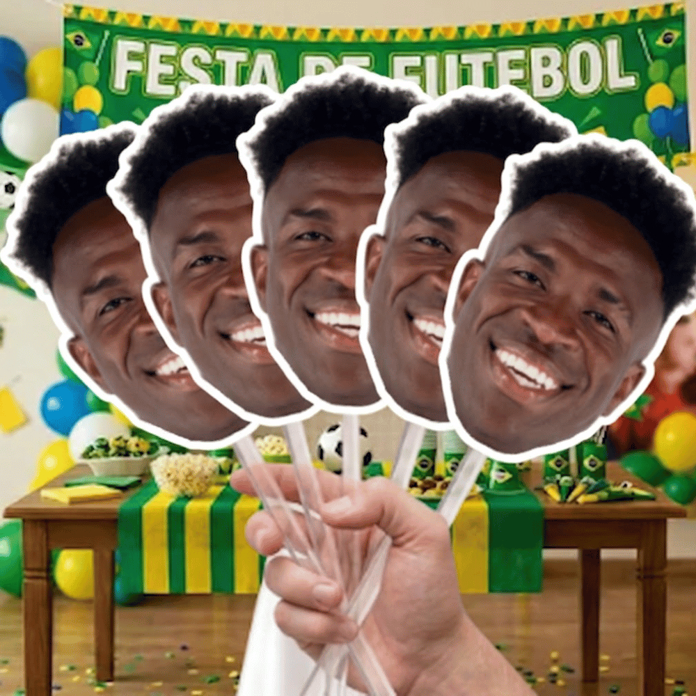 Máscaras Vini Jr. Para Copa Kit Festa Futebol Decoração Torcida Aniversário E Eventos