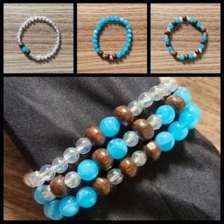 Kit com 3 Pulseiras de Miçangas Coloridas e Contas de Madeira | Feminina | Boho | Elástico