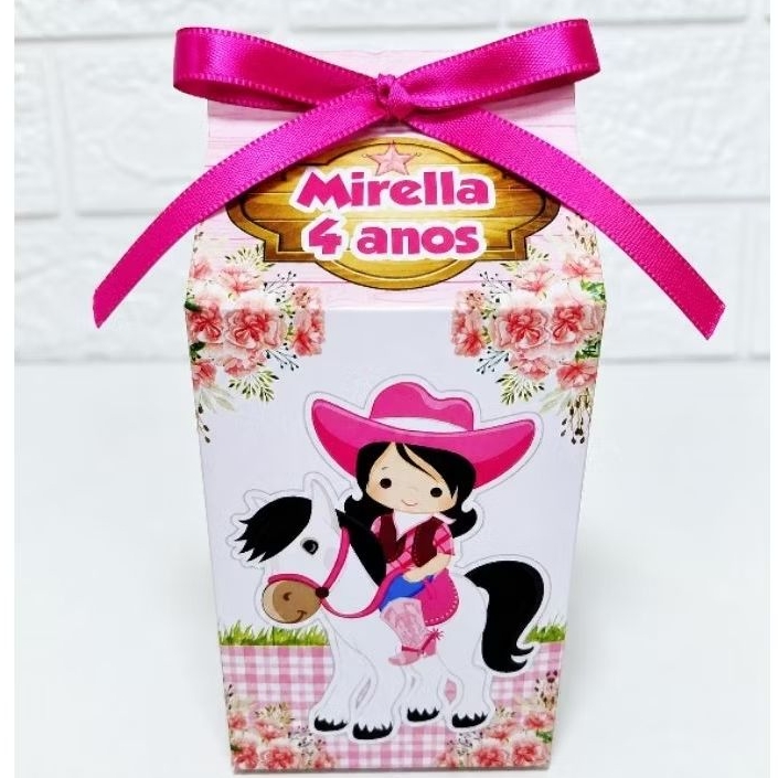 Caixa Milk Boiadeira Fazendinha Personalizada 10 a 40 unidades - Lembrancinha Festa Infantil Com Nome e Idade
