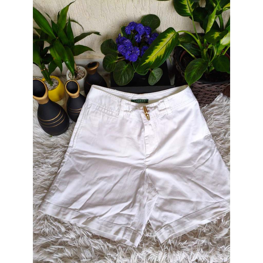 Bermuda Adulto Feminina, Modelo Cintura Média, Sarja Off White, Tam: 38, Marca: Bauerbauer1977