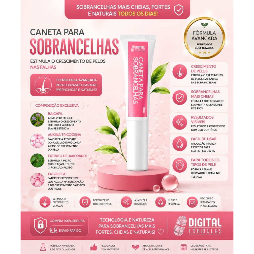 Caneta Para Crescimento Fortalecimento De Sobrancelhas  Corrige Falhas