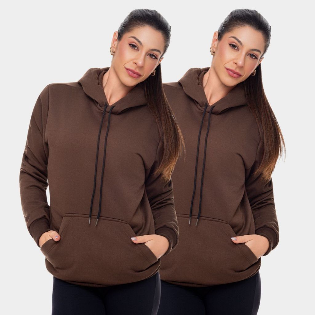 Combo 2 Moleton Moletom Canguru Térmico Algodão Unissex Inverno Frio Agasalho Casaco Confortável