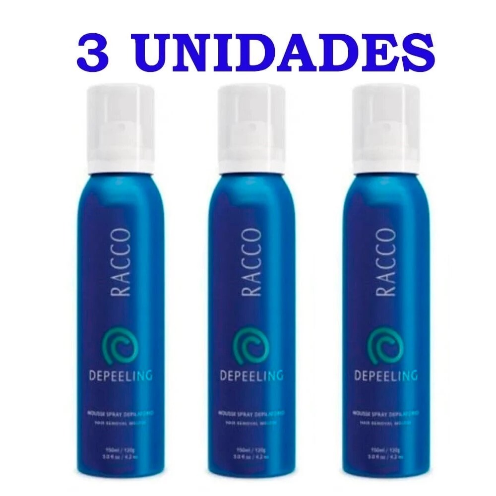 Kit Com 03 Mousse Spray Depilatório Depeeling Racco 150ml COD 1610 RACCO