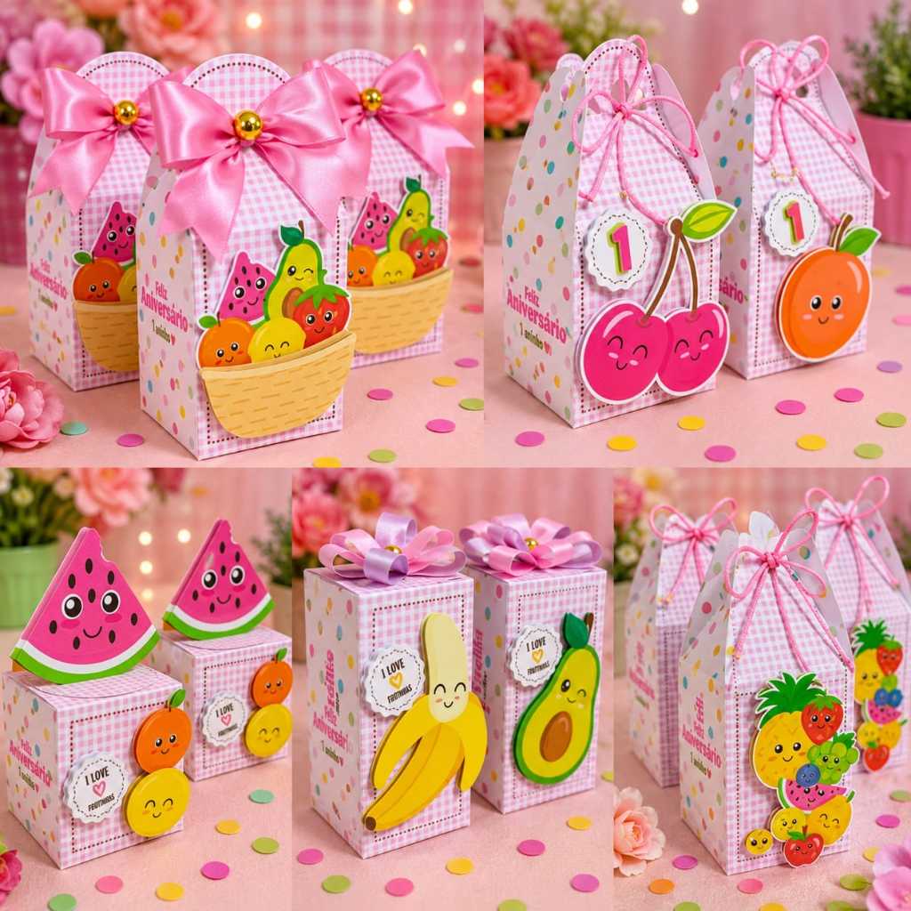 Kit festa tema Frutinhas Caixinha Personalizada lembrancinha aniversário