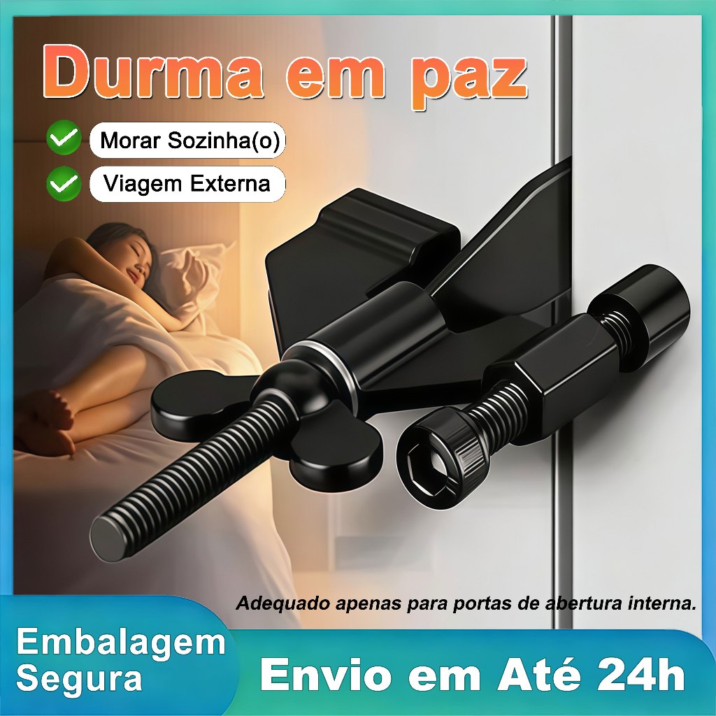 Fechadura Portátil de Segurança para Porta de Hotel Aço Inox Ajustável Anti-roubo