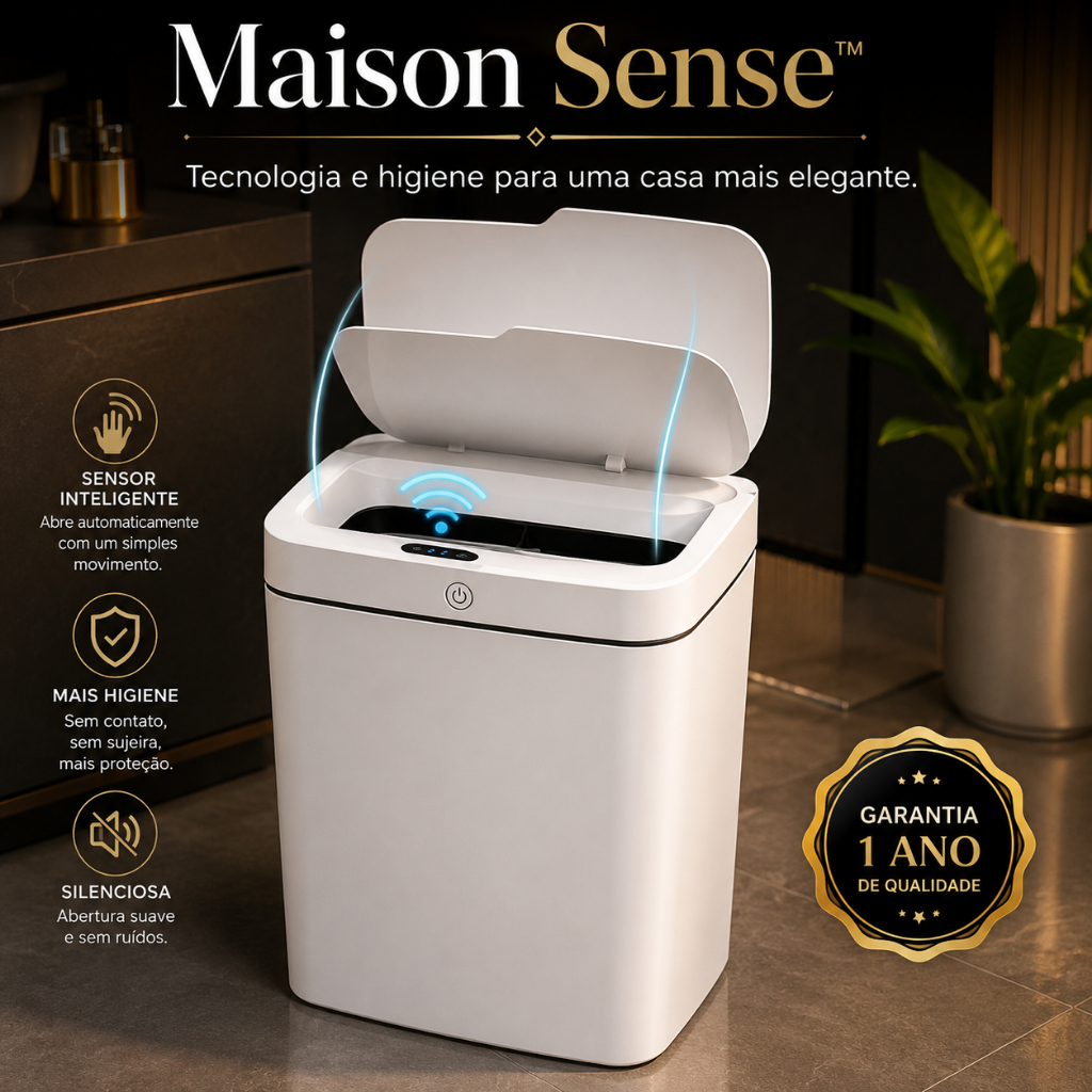 Lixeira Automática 14L com Sensor de Movimento Sem Toque para Cozinha e Banheiro Maison Sense™