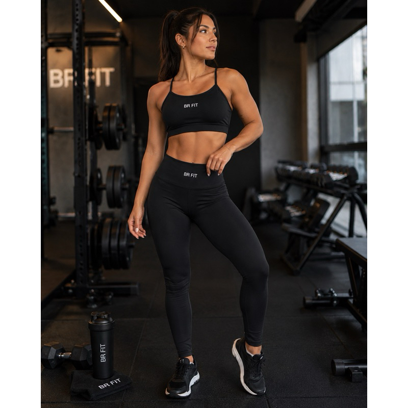 CONJUNTO POLIAMIDA FITNESS COM BOLSO LATERAL ZERO TRANSPARENCIA