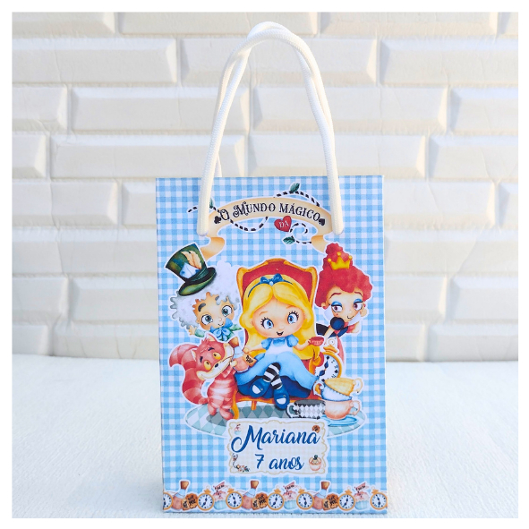 Sacolinha Surpresa Alice no País das Maravilhas MOD02 Personalizada Pegue e Monte