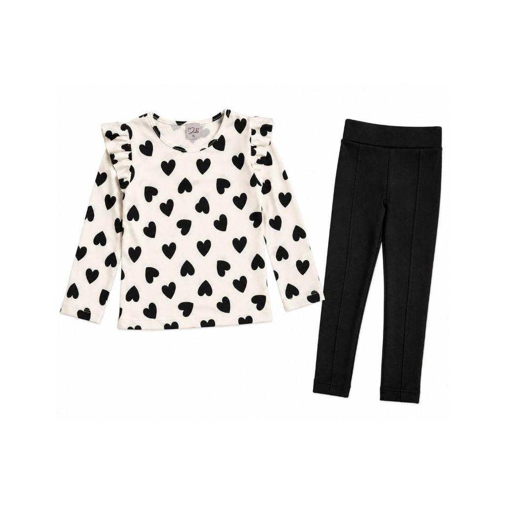 Conjunto Infantil Roupa Menina Meia Estação Coração