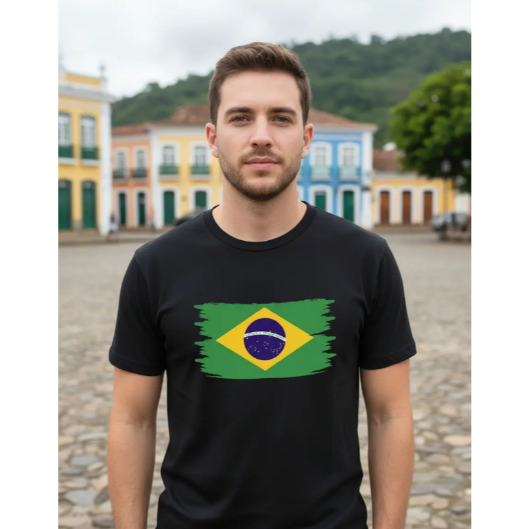 Camisa do Brasil Masculina Bandeira Futebol Camiseta Copa Torcedor
