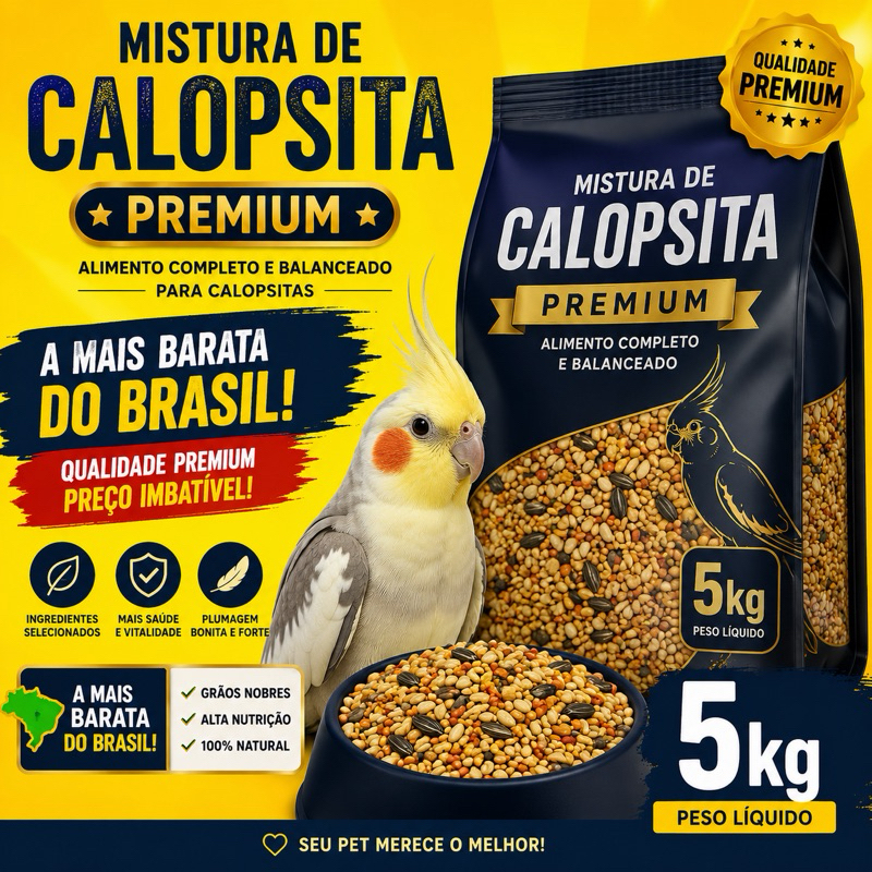 Mistura Premium para Calopsita 5kg – Alimento Completo com Sementes Selecionadas para Aves