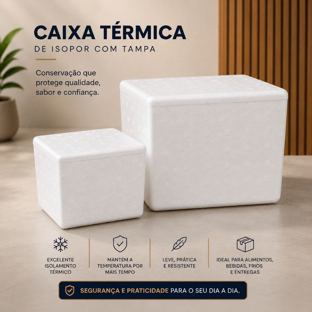 Caixa Térmica de Isopor com Tampa Conservadora de Temperatura Multiuso 1L/3L Versátil Resistente