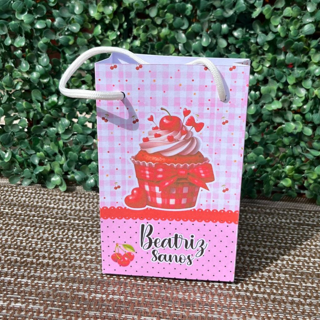Sacolinha surpresa personalizada Cereja/cerejinha lembrancinha de aniversario Cereja/cerejinha mimos de infantil /Tam.P
