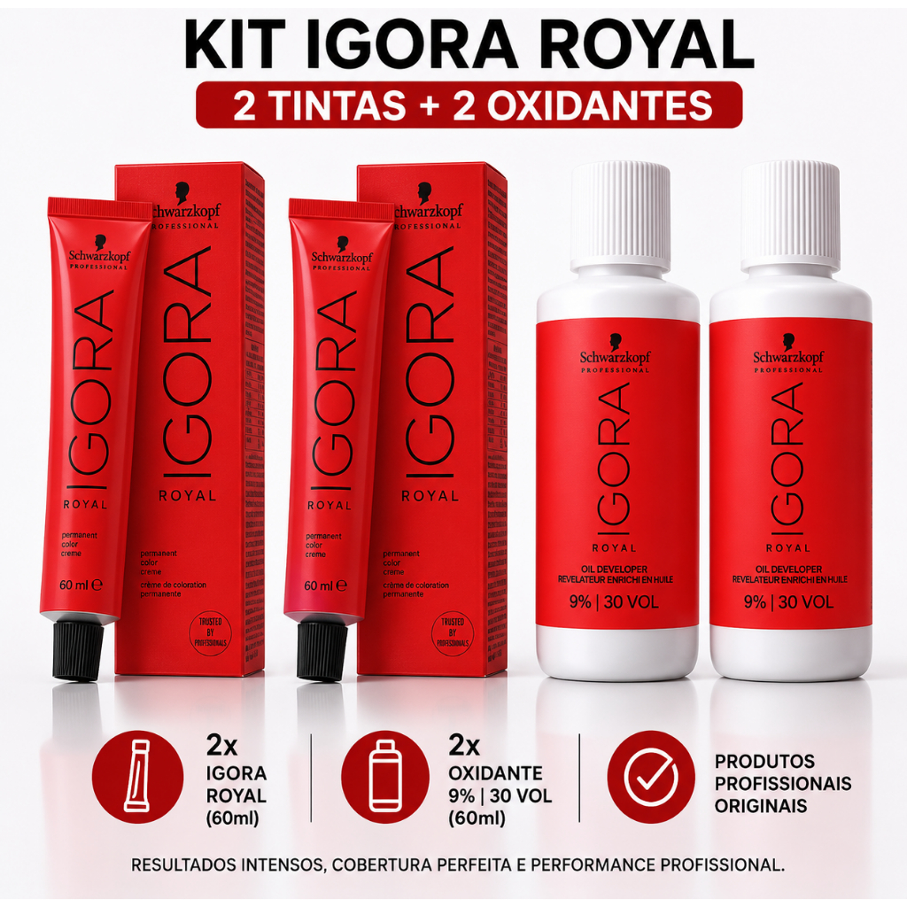 Kit Tinta Igora Royal 2un 5-1 + 2un Ox Água Oxigenada 30vol