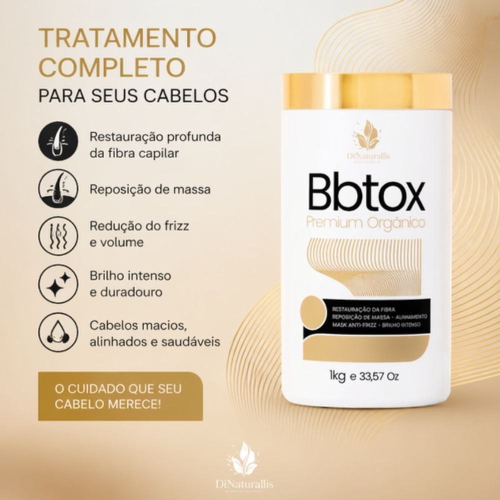 Botox Capilar Orgânico Dinaturalle – Alinhamento Perfeito e Redução de Volume